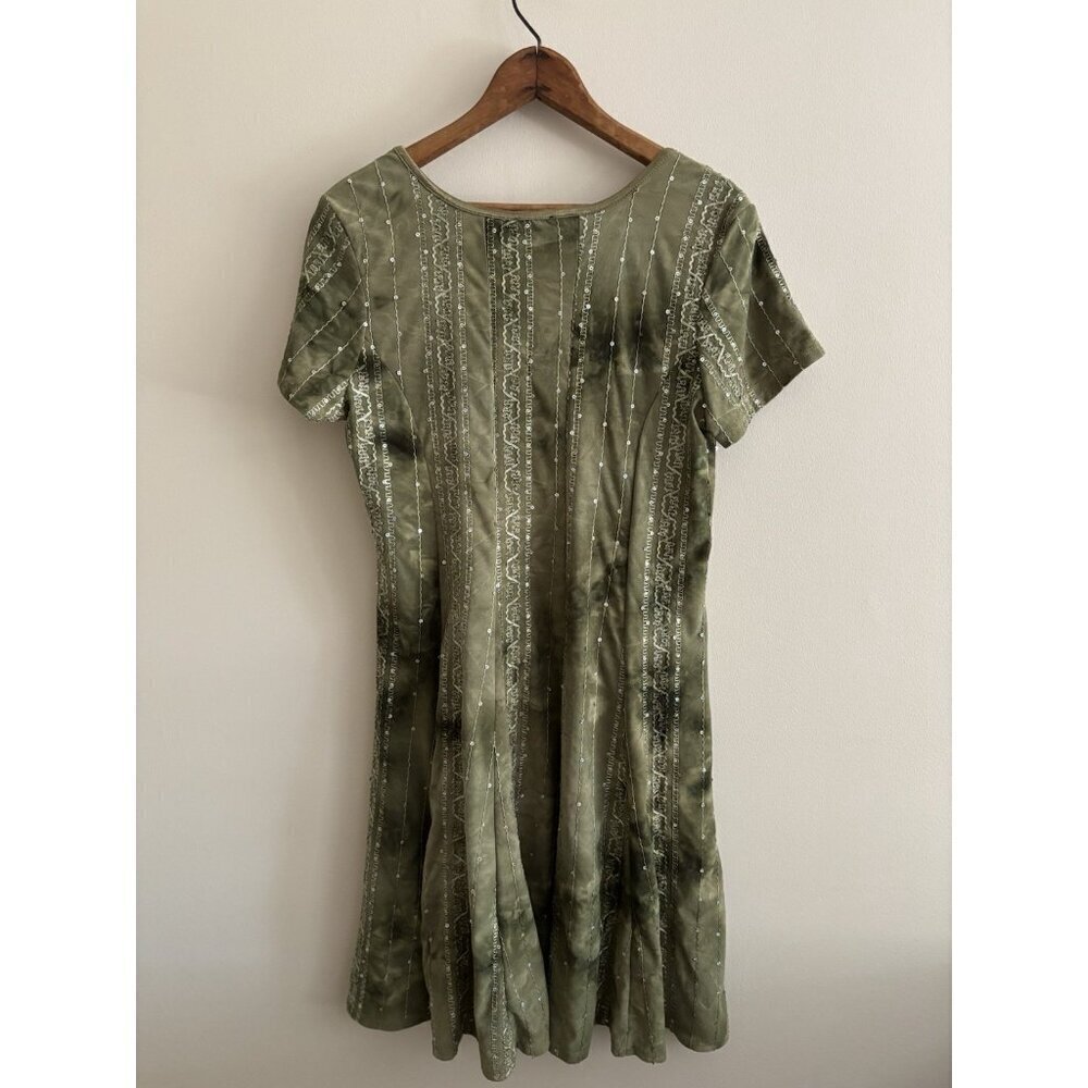 Sami & Jo Plus Green Midi Fit and flare dress Short Sleeve Sequins Fairy Large - Picture 10 of 15
